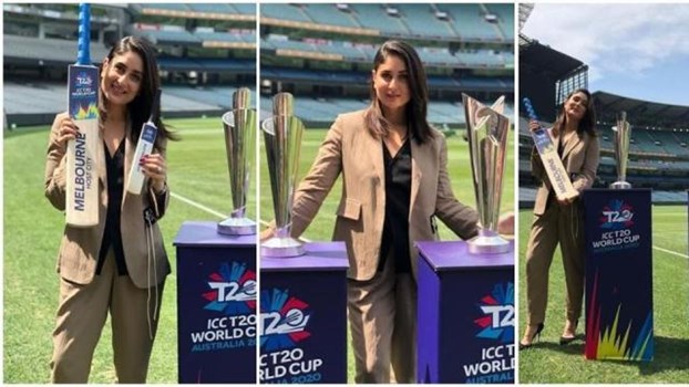 करीना कपूर ने किया मेलबर्न में टी-20 विश्व कप की ट्रॉफी का अनावरण