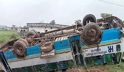 कुरुक्षेत्र: हरियाणा रोडवेज की बस अनियंत्रित होकर पलटी, 24 यात्री घायल