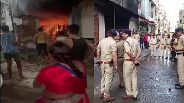 Indore : दो मंजिला इमारत में लगी भीषण आग, जिंदा जले 7 लोग