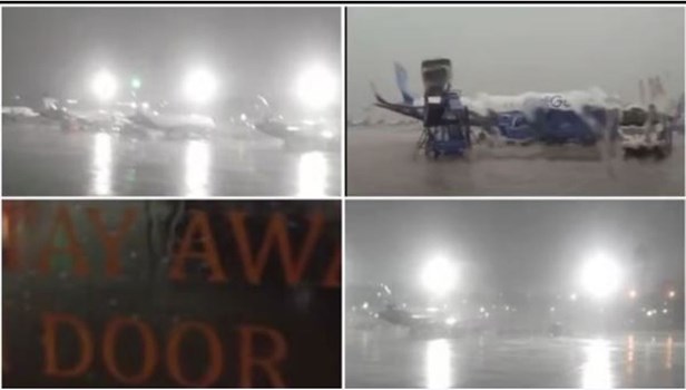 दिल्ली-NCR में आंधी-बारिश का एयरपोर्ट से उड़ानों पर असर, बसों में घंटों बैठे रहे यात्री