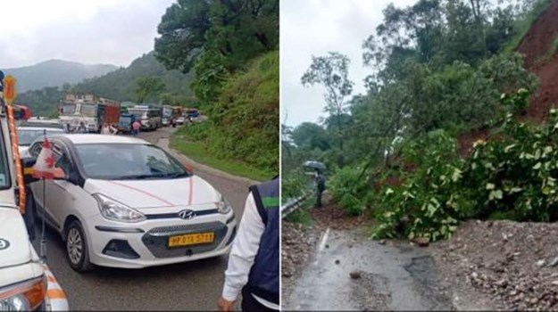 Mandi : जोगिंदर नगर के गुम्मा में भूस्खलन से मंडी-पठानकोट हाईवे बंद, परीक्षार्थी फंसे