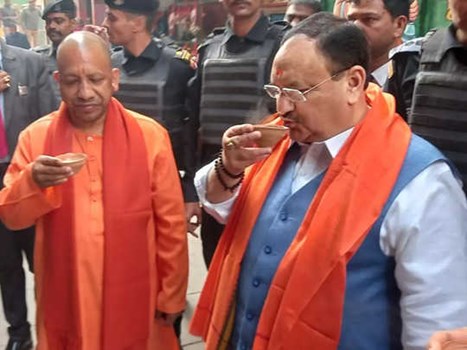 जेपी नड्डा ने काल भैरव और बाबा विश्वनाथ धाम के किए दर्शन, CM योगी के साथ ली चाय की चुस्की 