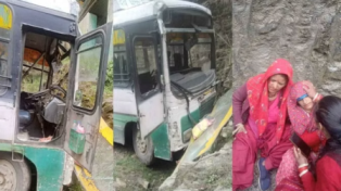 शिमला: पहाड़ी से टकराई HRTC की बस, 56 यात्री घायल