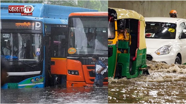 दिल्ली-एनसीआर में भारी बारिश से जलजमाव, सड़कें बनीं तालाब,लोगो को हो रही भारी परेशानी 